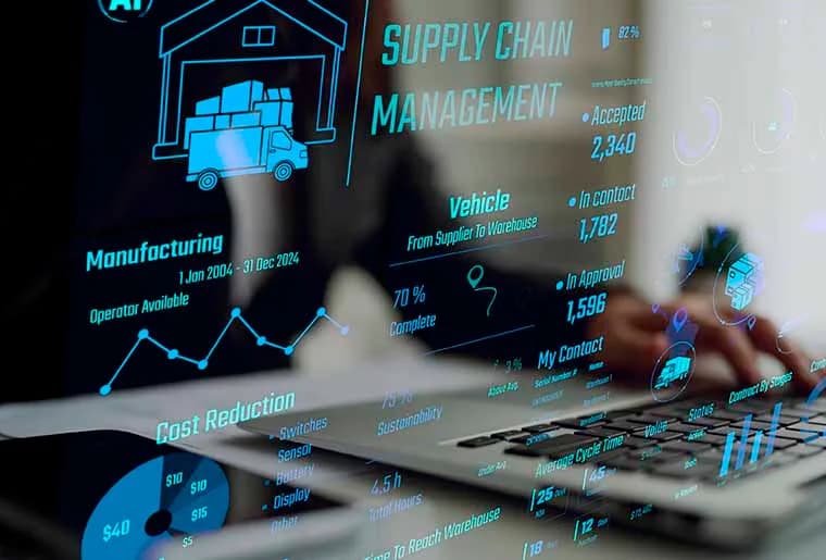 Tableau de bord KPI logistiques sur écran de responsable d'entrepôt
