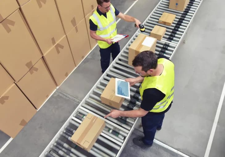 Cartons Amazon FBA et Cdiscount en entrepôt e-commerce